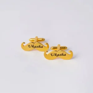 "Handlebar & Hearts" Personalized Moustache Cufflinks